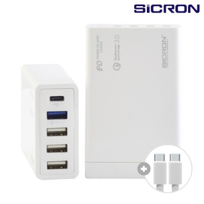 SICRON 80W (MAX) USB PD 퀵차지 3.0 고속 5포트 멀티 충전기